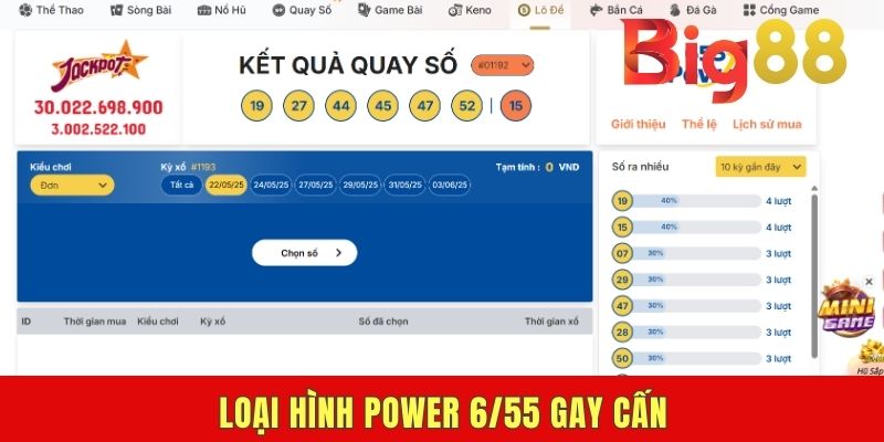 Loại hình Power 6/55 gay cấn